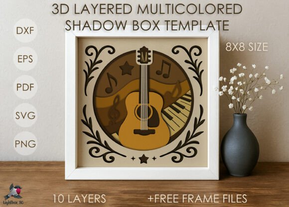 3D Guitar Music Shadow Box SVG Template: A Creative and Strategic Craft Project