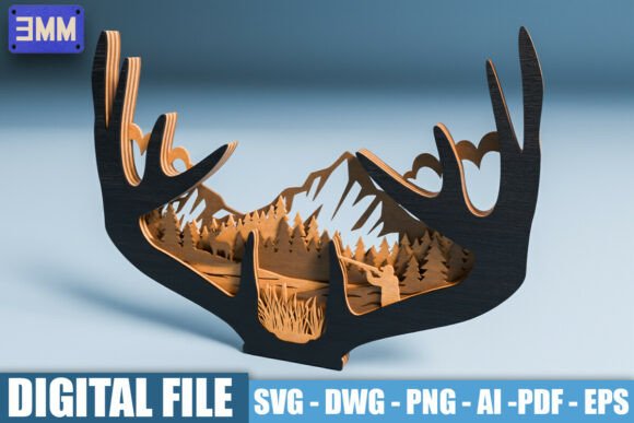 3D Hunting Antlers Laser Cut File