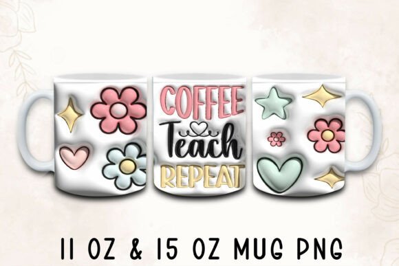 3d Inflated Coffee Teach Repeat Mug Wrap