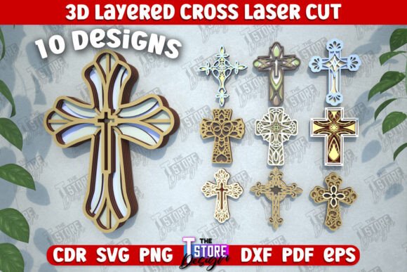 3D Layered Cross Bundle Christian Sign: A Versatile Digital Design for Laser Cutting