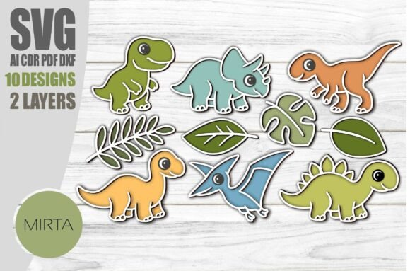 3D Layered Dinosaur SVG Files Laser Cut