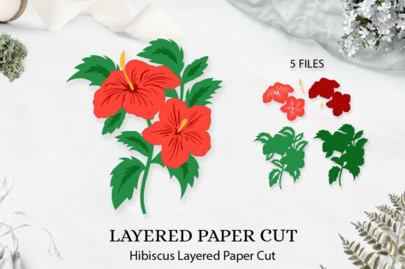 3D Layered Papercut Hibiscus