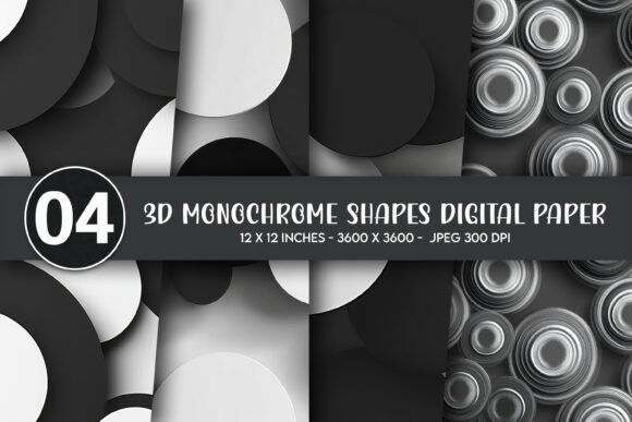 3D Monochrome Shapes Digital Paper: A Versatile Design for Modern Creators