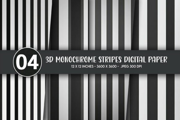 3D Monochrome Stripes Digital Paper for Creative and Business Workflows