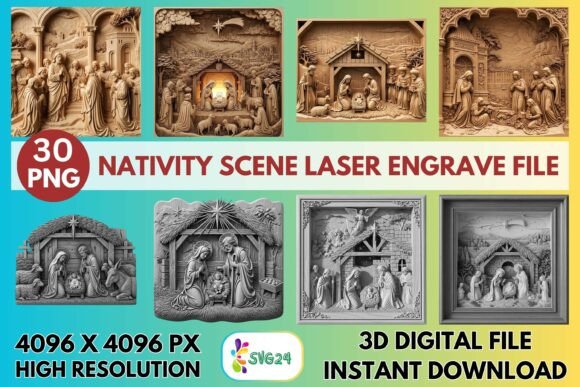 3D Nativity Scene Laser Engrave File