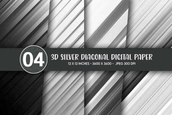3D Silver Diagonal Digital Paper