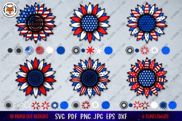 3D Sunflower 4of July Bundle