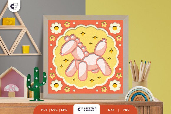 Balloon Horse 3D Shadow Box SVG: A Creative and Decorative Addition for Any Space