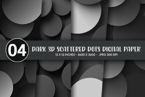 Dark 3D Scattered Dots Digital Paper