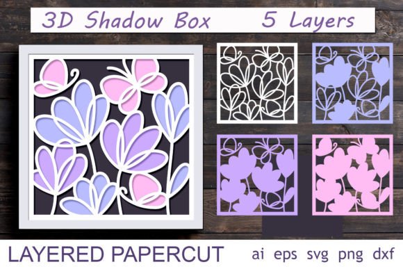 Flowers Shadow Box Svg 3D Layered