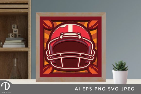 Football Helmet 3D SVG Sport- Shadow Box