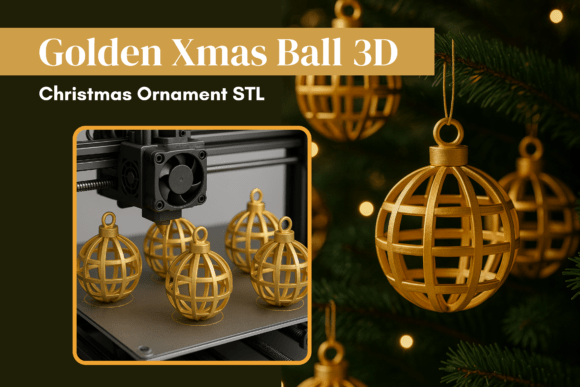 Golden 3D Christmas Ornament STL