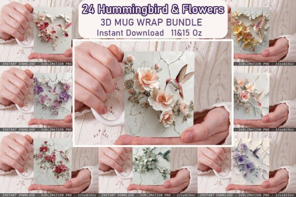 Hummingbird Flowers 3D Mug Wrap Bundle: A Creative Solution for Custom Coffee Mugs