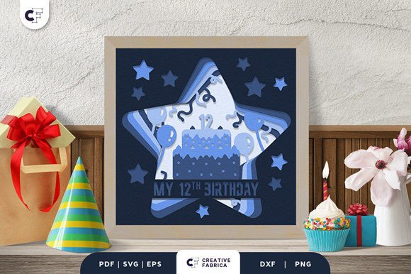 My 12th Birthday 3D Shadow Box Papercut