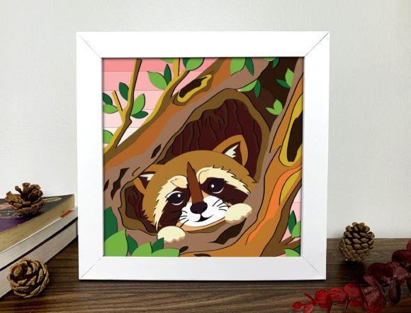 Raccoon Shadow Box 3D Svg for Creative Crafting